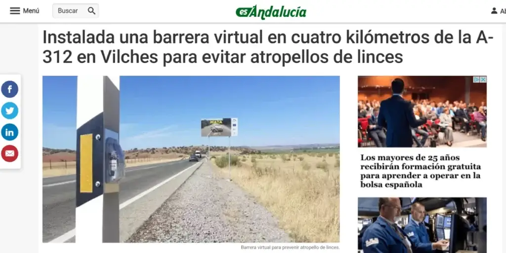Noticia Faunatek barrera virtual instalada en Andalucia Vilches